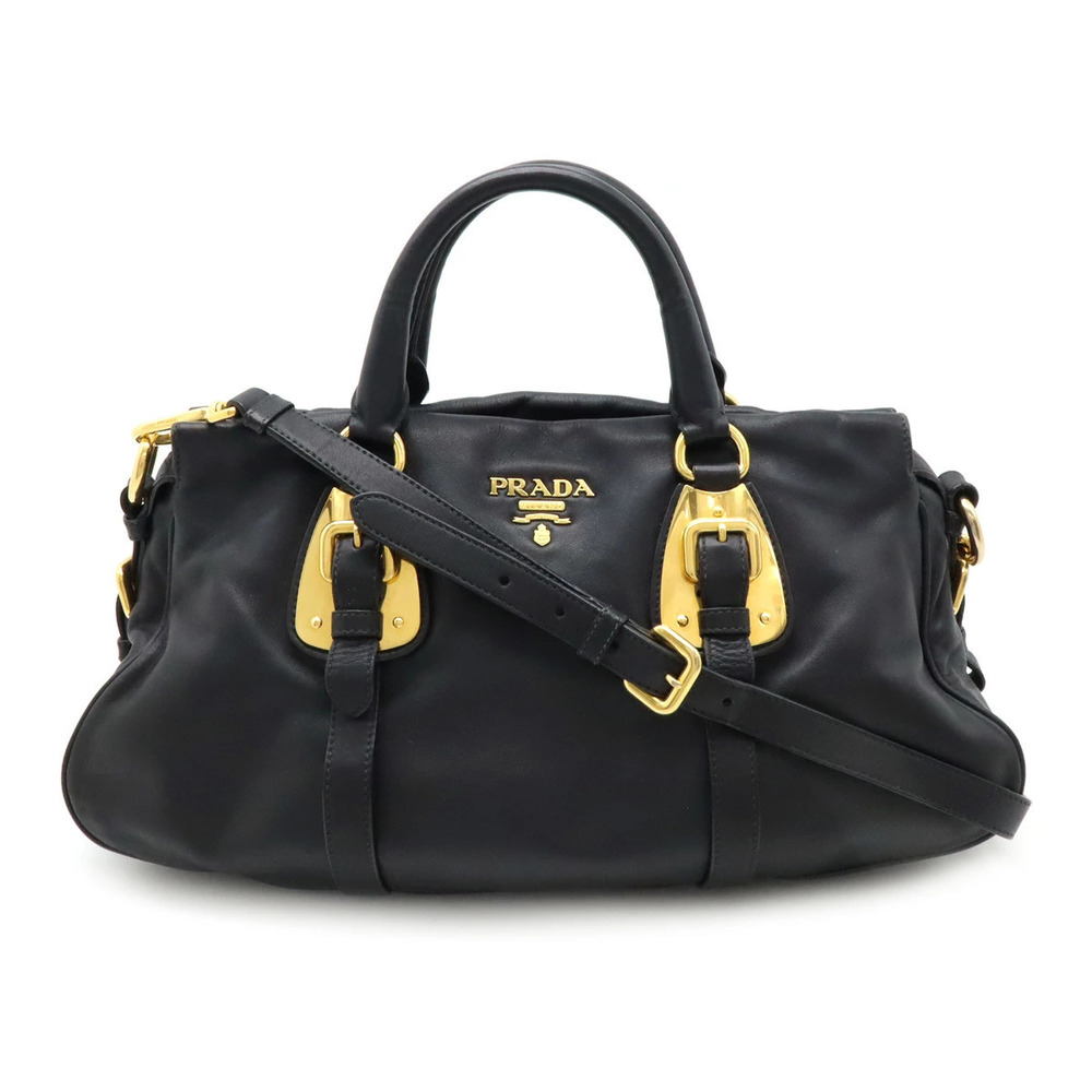 Prada Handbag Tote Bag Crossbody Leather NERO Black